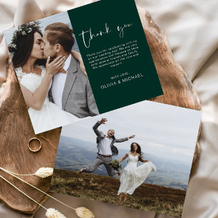 Budget Emerald Green Wedding Thank You Photo Card