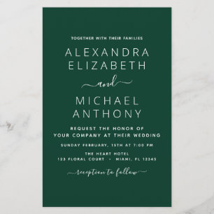 Budget Emerald Green Wedding with Photo Invitation