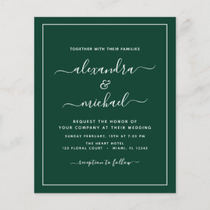 Budget Emerald Green Wedding with Photo Invitation