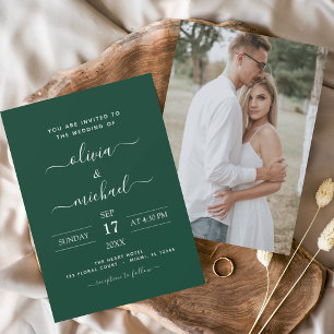 Budget Emerald Green Wedding with Photo Invitation