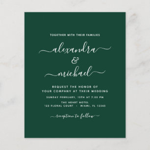 Budget Emerald Green Wedding with Photo Invitation Flyer
