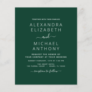 Budget Emerald Green Wedding with Photo Invitation Flyer