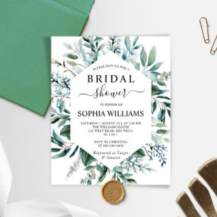 Budget Emerald Greenery Bridal Shower Invitation