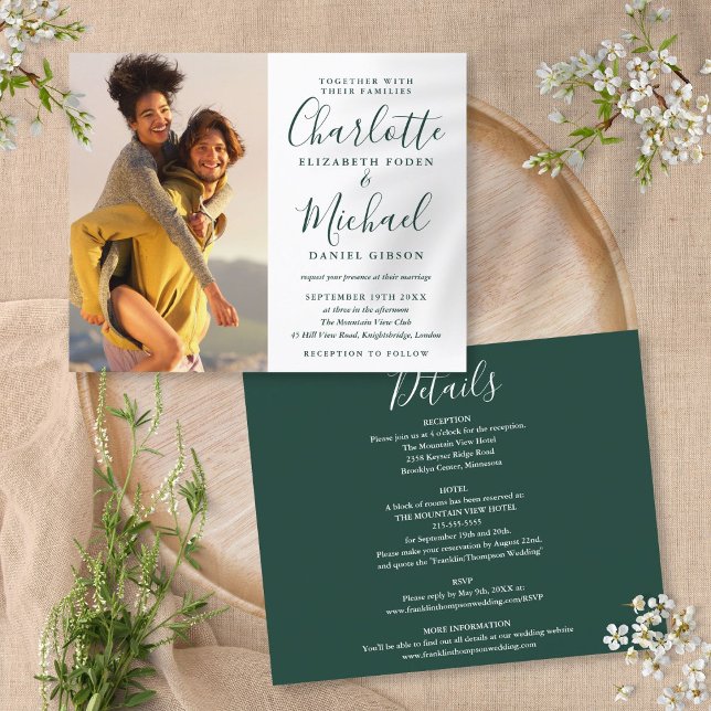 Budget Emerald Wedding All In One Photo Invitation (Creator Uploaded)