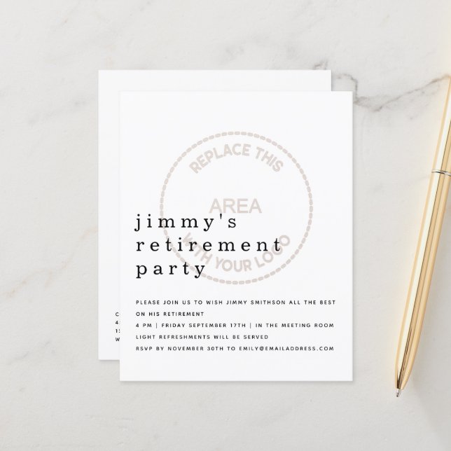 Budget Employee Retirement Party Small Invite (Front/Back In Situ)