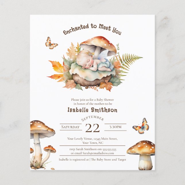 Budget Enchanted Fairy Fall Woodland Baby Shower  (Front)