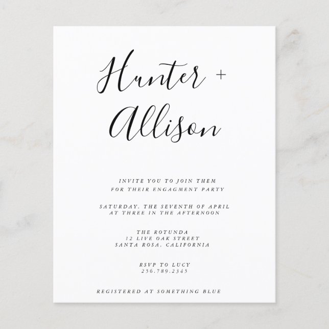 Budget Engagement Party Invitation Flyer (Front)