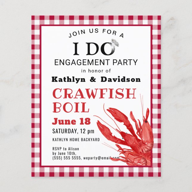 BUDGET Engagement Photo Crawfish Party Invitation (Front)