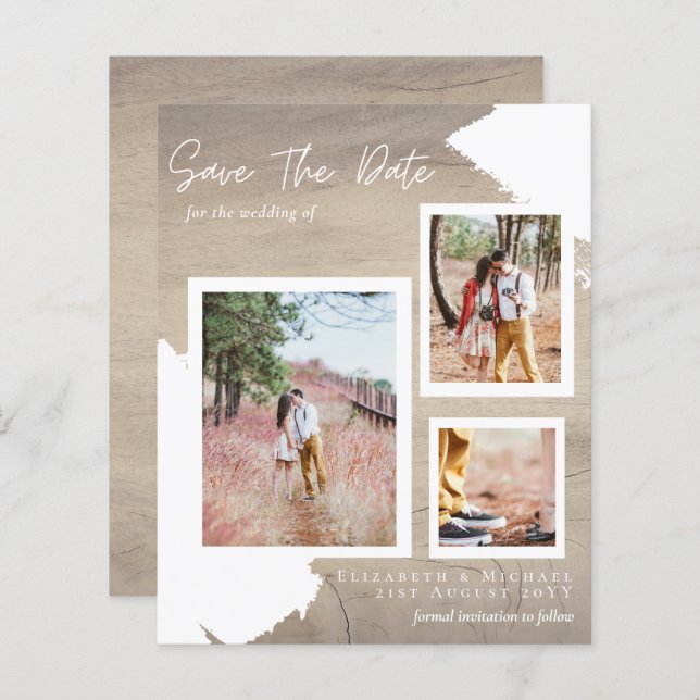 BUDGET Engagement Photo RUSTIC SAVE the DATE  (Front/Back)