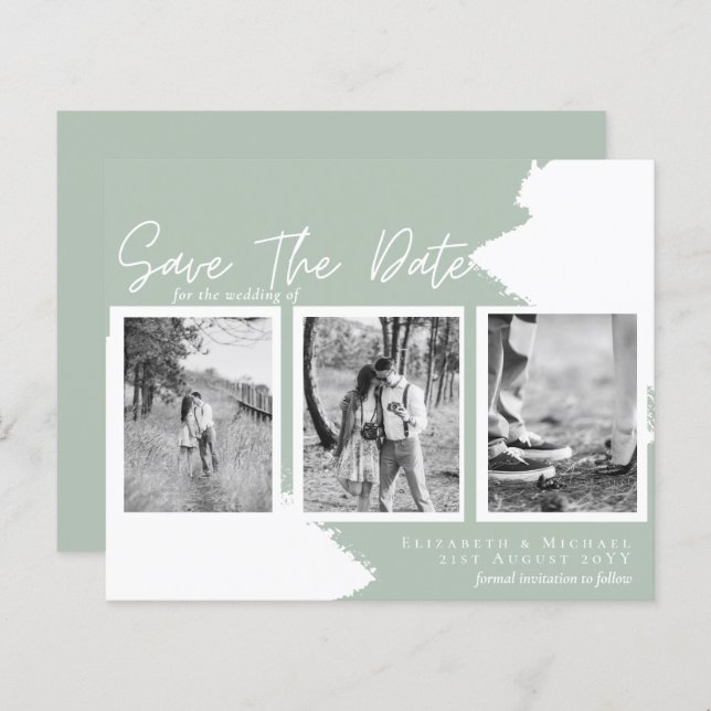 BUDGET Engagement Photo SAVE the DATE Sage Green (Front/Back)