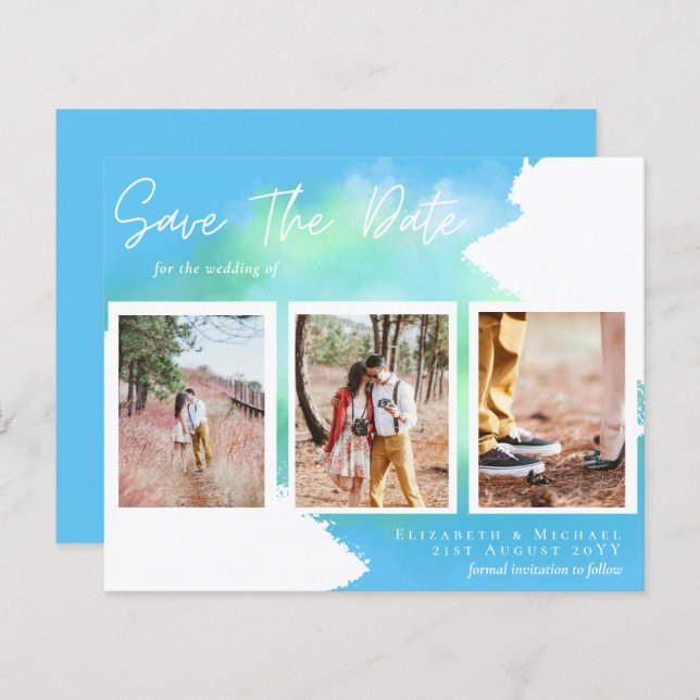BUDGET Engagement Photo Sky Blue SAVE DATE  (Front/Back)