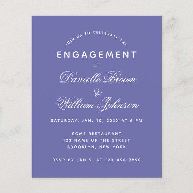 Budget Engagement Violet Invitation (Front)