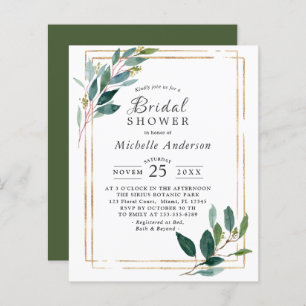 Budget  Eucaliptus Gold Bridal Shower Invitation