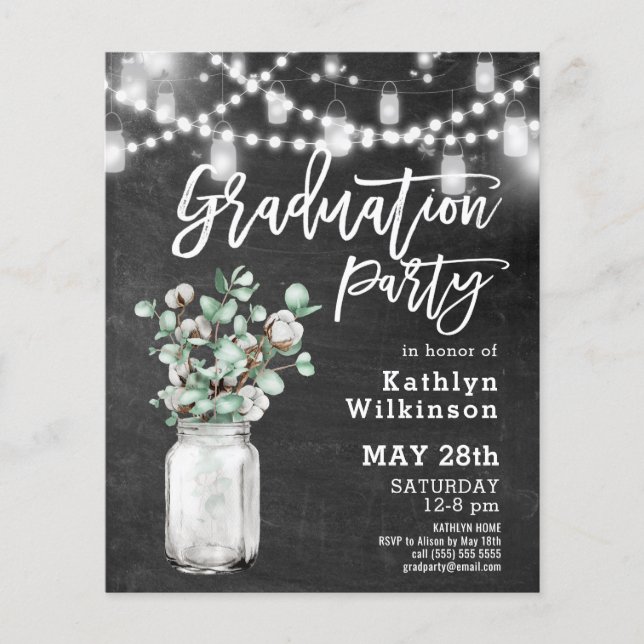 BUDGET Eucalyptus 3 Photo Graduation Invitation (Front)