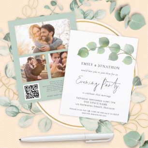 BUDGET Eucalyptus 3 photo QR Evening Party Invite