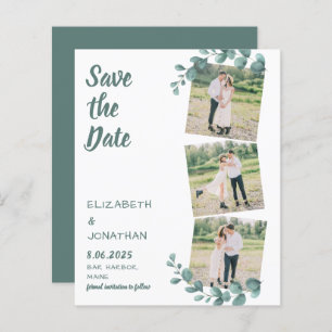 Budget Eucalyptus 3 Photo Wedding Save The Date