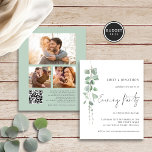 Budget Eucalyptus 3 Photos Wedding Evening Invite<br><div class="desc">Budget Eucalyptus 3 Photos Wedding Evening Party Invitation. A value for money BUDGET alternative on a smaller size 4.5 x 5.6” semi-gloss 110lbs weight, which is of similar thickness to a postcard (however is not suitable to use as a postcard.). PLEASE NOTE there is ONE invite per sheet. A Minimalist...</div>