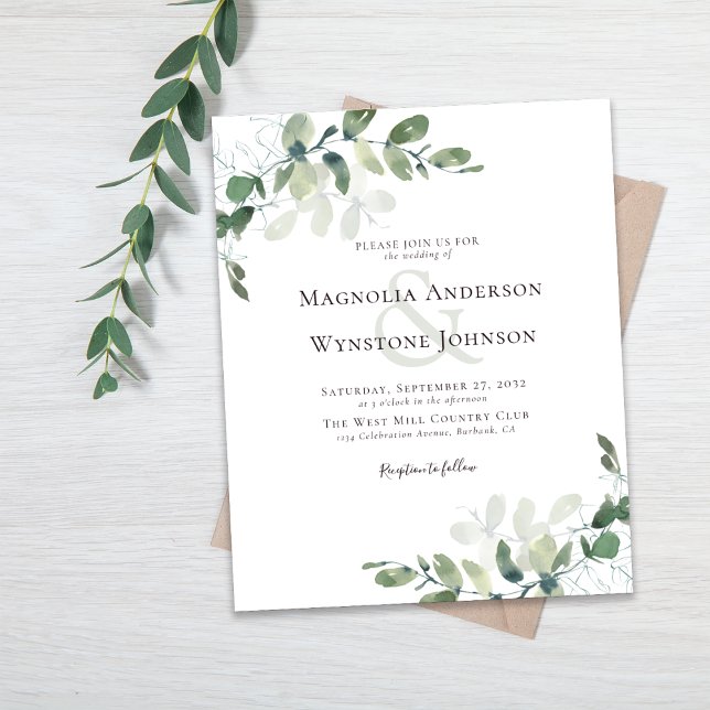 BUDGET Eucalyptus Ampersand Wedding Invitation Flyer (Creator Uploaded)