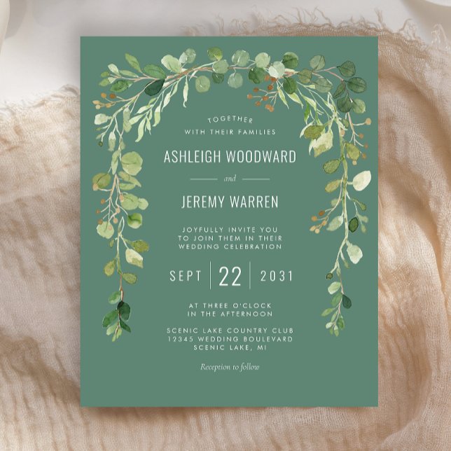  Budget Eucalyptus Arch Wedding Invitation (Creator Uploaded)