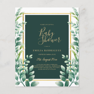 BUDGET Eucalyptus BABY SHOWER GOLD QR CODE INVITE Flyer