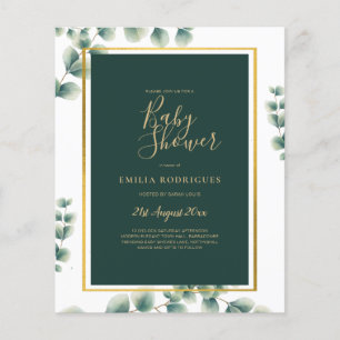 BUDGET Eucalyptus BABY SHOWER GOLD QR CODE INVITE Flyer