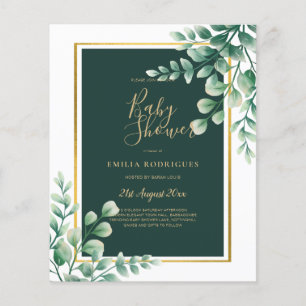 BUDGET Eucalyptus BABY SHOWER GOLD QR CODE INVITE Flyer