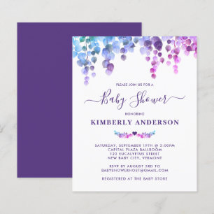 Budget Eucalyptus Baby Shower Purple Blue Pink