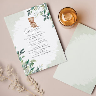 Budget Eucalyptus Bear Couples Baby Shower Invite