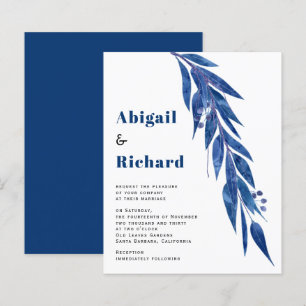 BUDGET eucalyptus blue tones wedding invitation