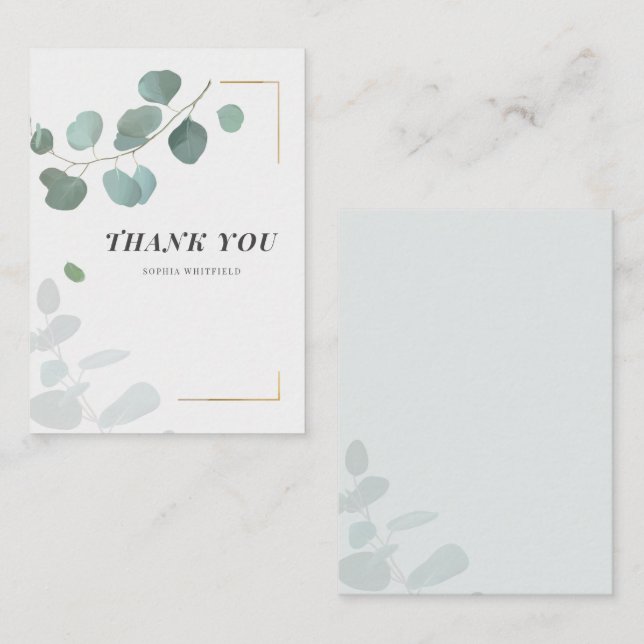 Budget Eucalyptus Botanical Greenery Thank You Card (Front/Back)