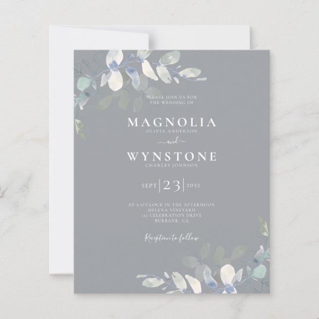 Budget Eucalyptus Botanical Wedding Invitation (Front)