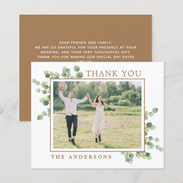 Budget Eucalyptus Botanical Wedding Thank You (Front/Back)