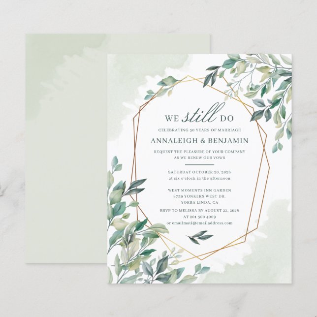 Budget Eucalyptus Botanical Wedding Vow Renewal (Front/Back)