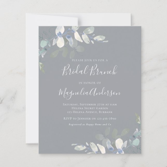 Budget Eucalyptus Bridal Brunch Invitation (Front)