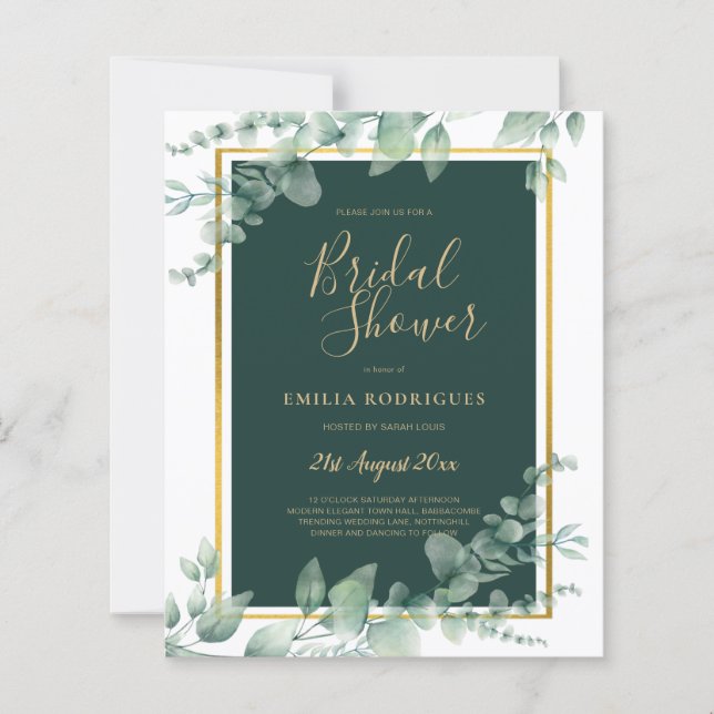 BUDGET Eucalyptus BRIDAL SHOWER Greenery Gold QR C (Front)