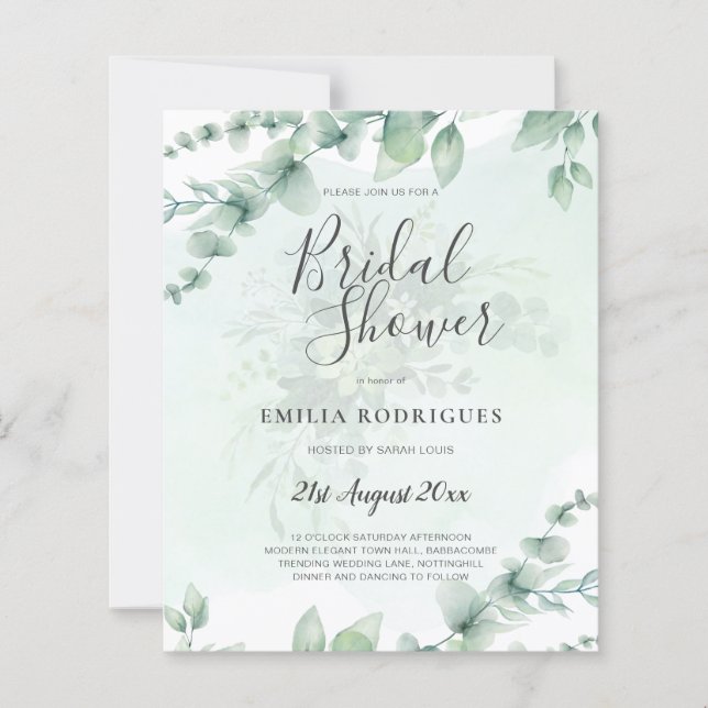 BUDGET Eucalyptus BRIDAL SHOWER Greenery Gold QR C (Front)