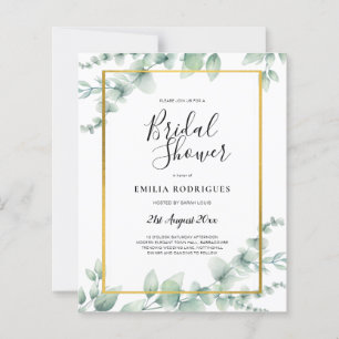 BUDGET Eucalyptus BRIDAL SHOWER Greenery Gold QR C