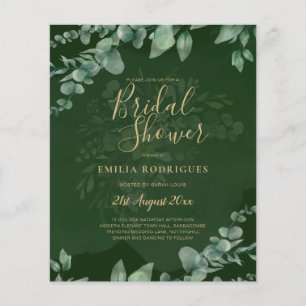 BUDGET Eucalyptus BRIDAL SHOWER Greenery Gold QR C Flyer