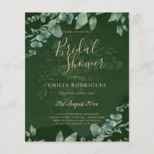 BUDGET Eucalyptus BRIDAL SHOWER Greenery Gold QR C Flyer