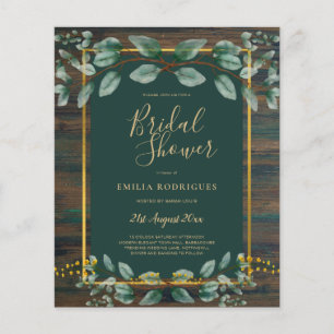 BUDGET Eucalyptus BRIDAL SHOWER Greenery Gold QR Flyer