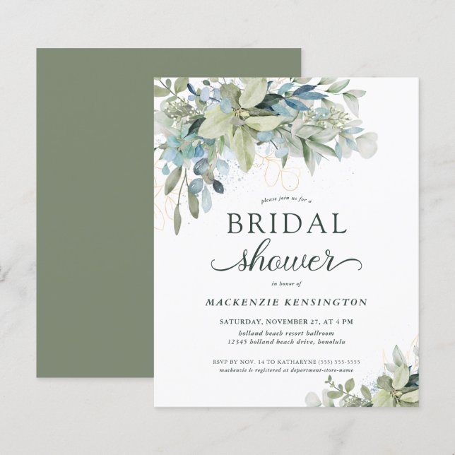 BUDGET Eucalyptus Bridal Shower Invitation (Front/Back)