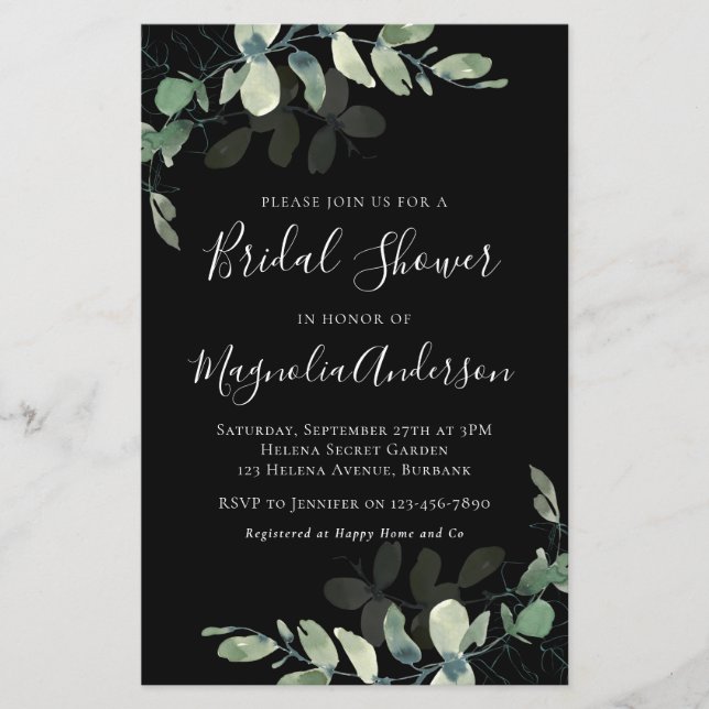 Budget Eucalyptus Bridal Shower Invitation (Front)