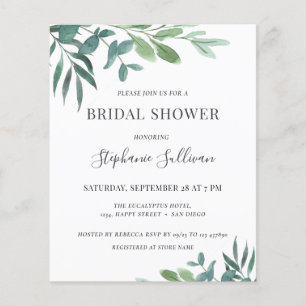 Budget Eucalyptus Bridal Shower Invitation