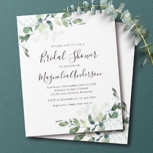 Budget Eucalyptus Bridal Shower Invitation Flyer