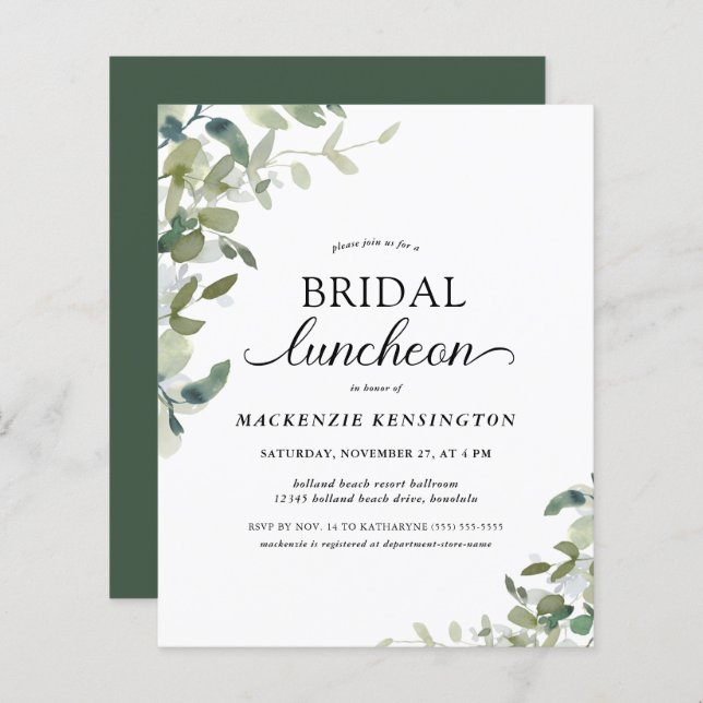 Budget Eucalyptus Bridal Shower Luncheon (Front/Back)
