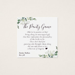 BUDGET Eucalyptus Bridal Shower Panty Game Card