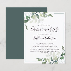 Budget Eucalyptus Celebration of Life Invitation