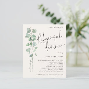 Budget Eucalyptus Cream Rehearsal Dinner Invite