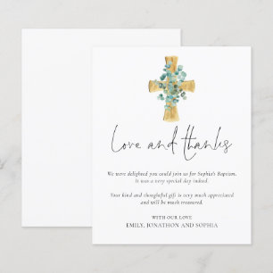 Budget Eucalyptus Cross Script Baptism Thank You