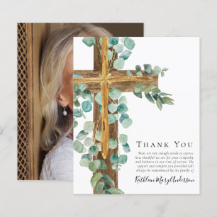 Budget Eucalyptus Cross Sympathy Thank You Card